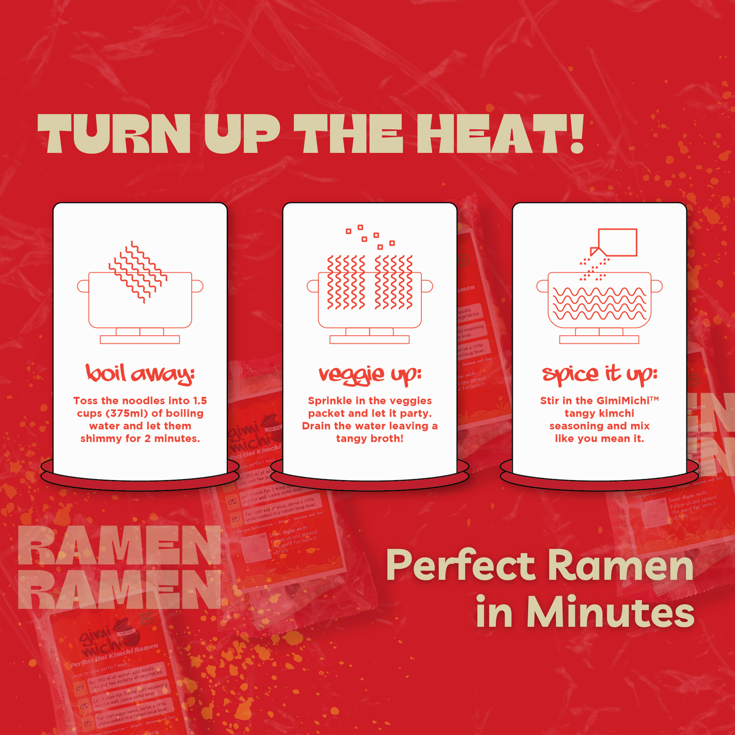 Gimi Michi Chingu Box 소감 - Pack of 4 - Hot Kimchi Ramen + Free Shipping
