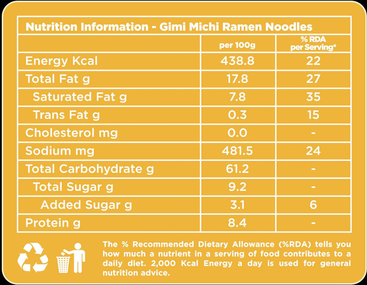 Gimi Michi Curry Chicken Ramen - Pack of 4 x 100 grams