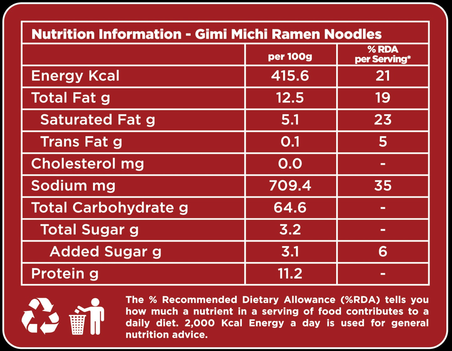 Gimi Michi Hot Chicken Ramen - Pack of 4 x 100 grams