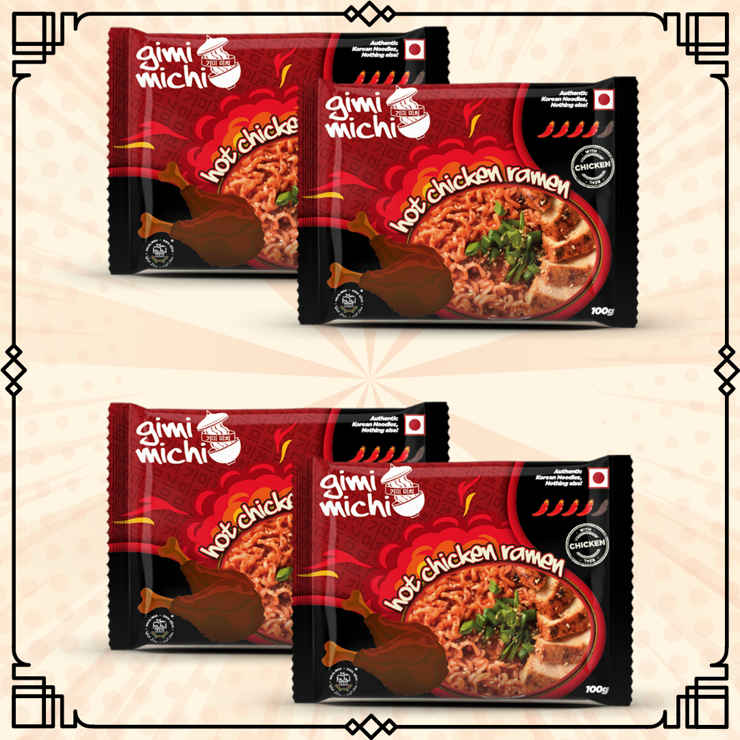 The Chicken Ramen Ritual Kit - 4 pack Hot Chicken Ramen + 1 Bowl + 1 Pair Chopsticks