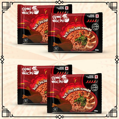 The Chicken Ramen Ritual Kit - 4 pack Hot Chicken Ramen + 1 Bowl + 1 Pair Chopsticks