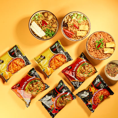 Gimi Michi Veggie Trio Box - 2 Korean Kimchi + 2 Korean Spicy + 2 Crazy Cheesy - 6 x 100 grams