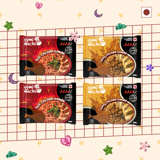 Gimi Michi Chicken Duo Box - 2 Curry Chicken + 2 Hot Chicken - 4 x 100 grams