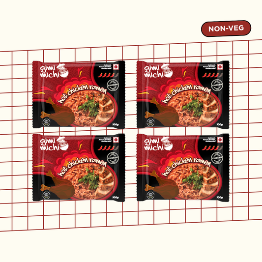 Gimi Michi Chingu Box Hot Chicken Ramen - Pack of 4 x 100 grams