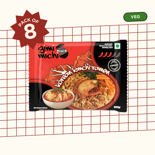 Gimi Michi Daebak Box 대박 – Pack of 8 - Hot Kimchi Ramen + Free Shipping