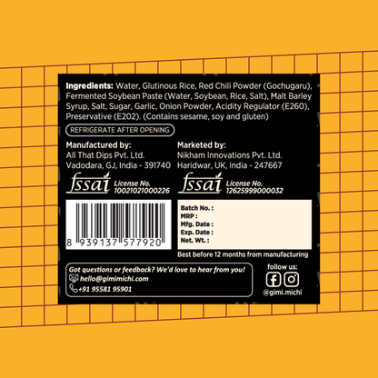 Korean Gochujang 200g - ingredients and FSSAI details