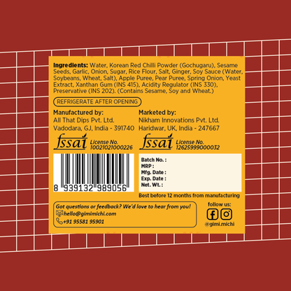 Korean Kimchi Paste 200g - ingredients and FSSAI details