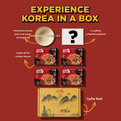 The Chicken Ramen Ritual Kit - 4 pack Hot Chicken Ramen + 1 Bowl + 1 Pair Chopsticks