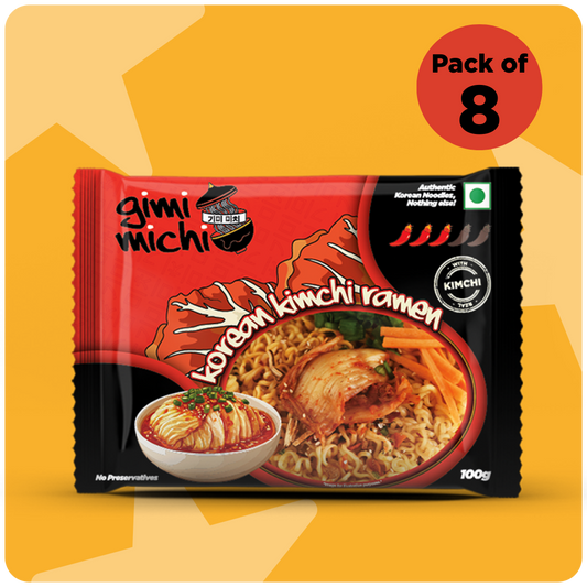 Gimi Michi Daebak Box 대박 – Pack of 8 - Hot Kimchi Ramen + Free Shipping