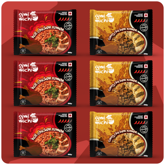 Gimi Michi Chicken Trio Box - 3 Curry Chicken + 3 Hot Chicken - 6 x 100 grams