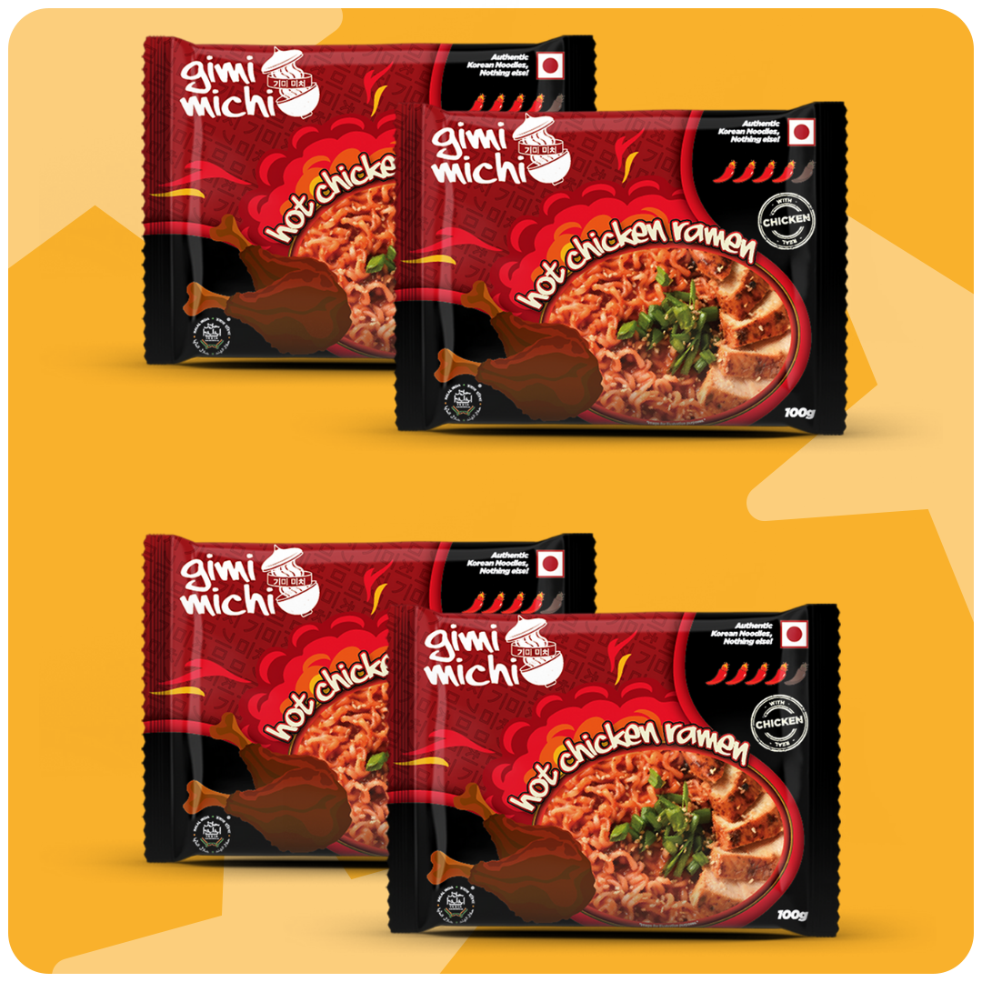 Gimi Michi Chingu Box Hot Chicken Ramen - Pack of 4 x 100 grams