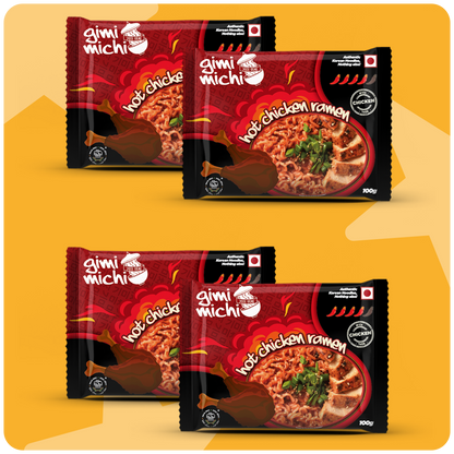 Gimi Michi Chingu Box Hot Chicken Ramen - Pack of 4 x 100 grams