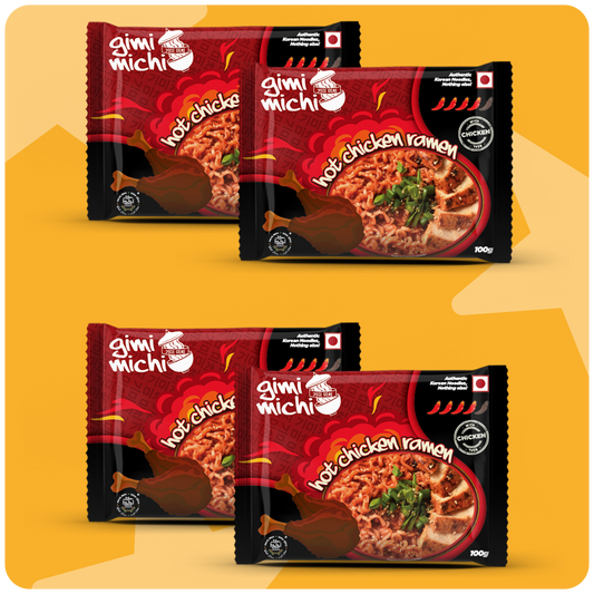 Gimi Michi Hot Chicken Ramen - Pack of 4 x 100 grams