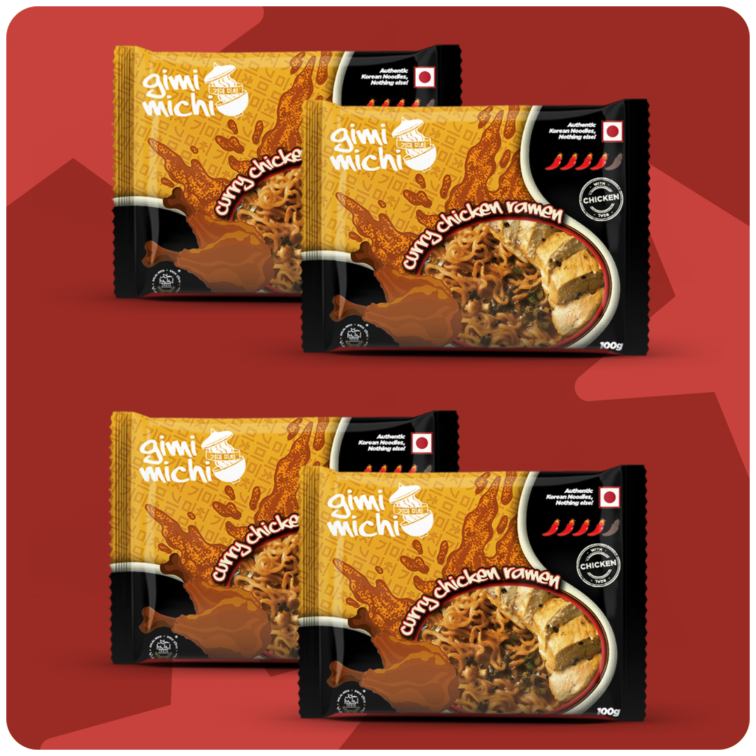 Gimi Michi Curry Chicken Ramen - Pack of 4 x 100 grams
