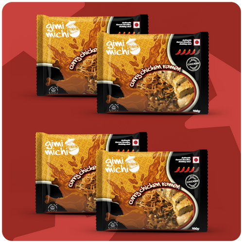 Gimi Michi Chingu Box Curry Chicken Ramen - Pack of 4 x 100 grams