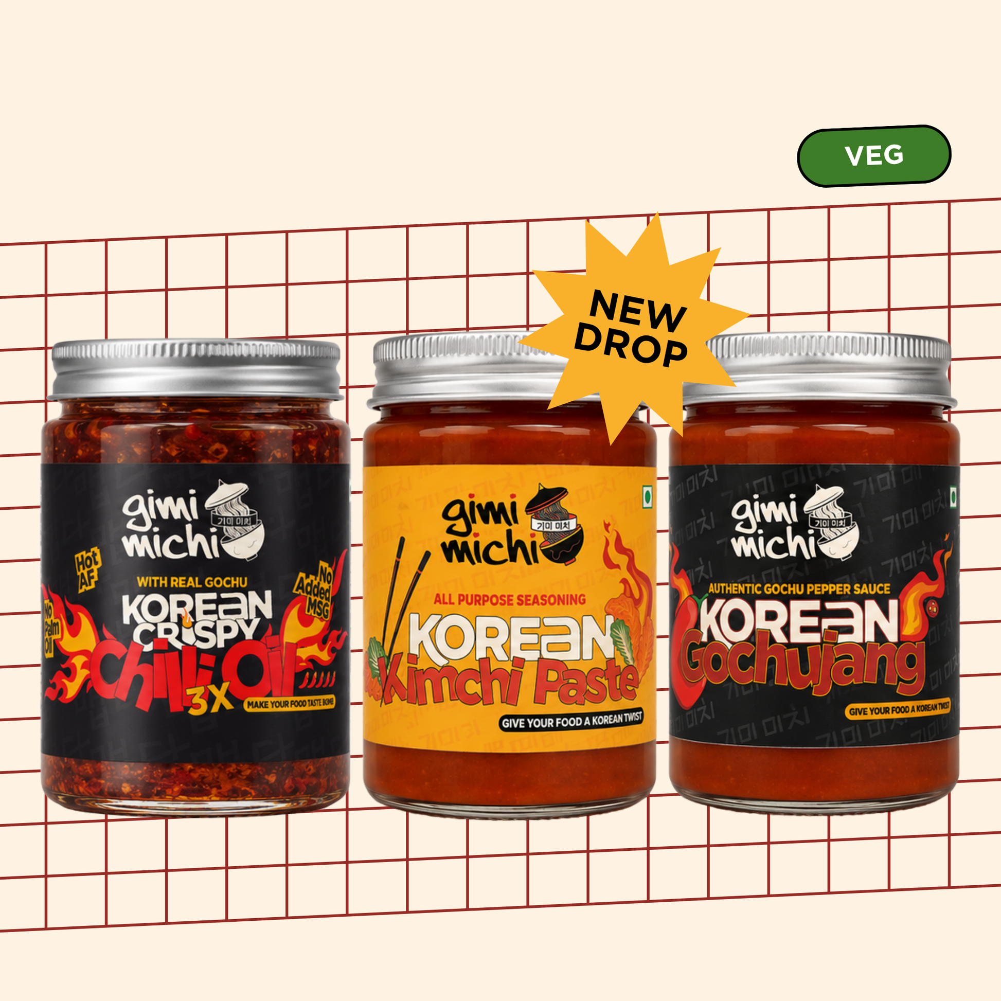 Korean Cooking Essentials Pack - chilli oil, kimchi paste and gochujang (1)