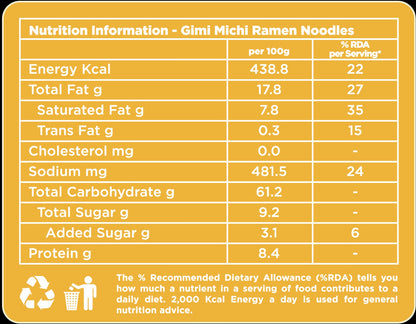 Gimi Michi Curry Chicken Ramen - Pack of 4 x 100 grams