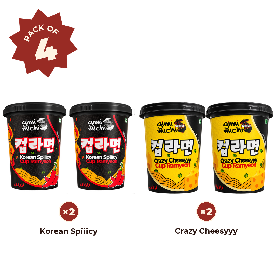 Cup Ramyeon - Pack of 4 - 2 Spicy + 2 Cheesy