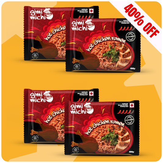 Gimi Michi Chingu Box Hot Chicken Ramen - Pack of 4 x 100 grams