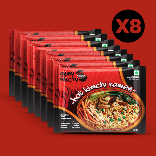 Gimi Michi Daebak Box 대박 – Pack of 8 - Hot Kimchi Ramen + Free Shipping