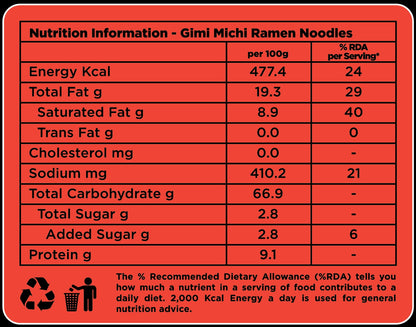 Gimi Michi Veggie Trio Box - 2 Korean Kimchi + 2 Korean Spicy + 2 Crazy Cheesy - 6 x 100 grams
