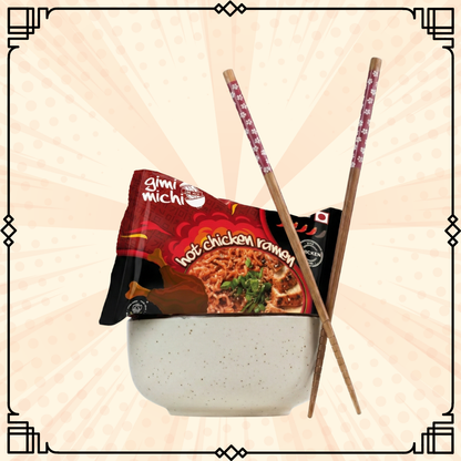 The Chicken Ramen Ritual Kit - 4 pack Hot Chicken Ramen + 1 Bowl + 1 Pair Chopsticks
