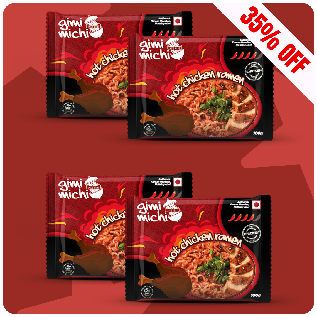 Gimi Michi Hot Chicken Ramen - Pack of 4 x 100 grams
