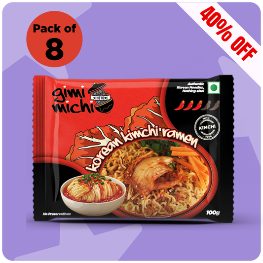 Gimi Michi Daebak Box 대박 – Pack of 8 - Hot Kimchi Ramen + Free Shipping