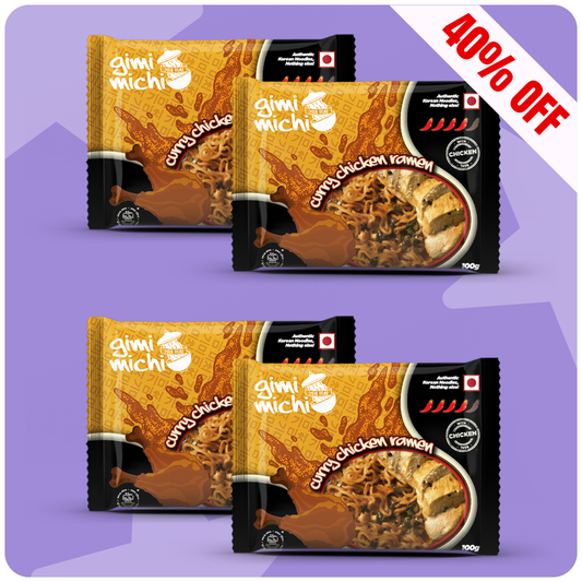 Gimi Michi Curry Chicken Ramen - Pack of 4 x 100 grams