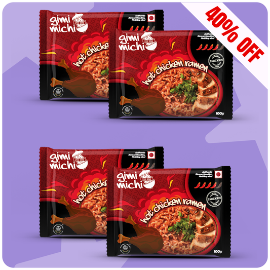 Gimi Michi Hot Chicken Ramen - Pack of 4 x 100 grams